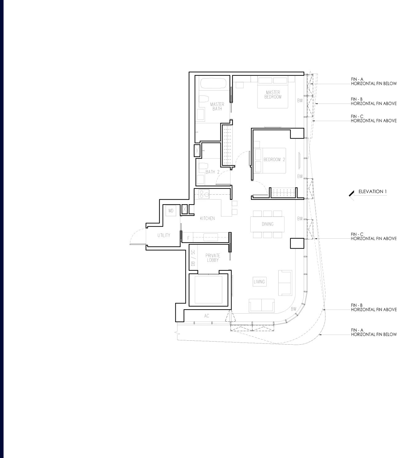 New Futura floor plan, type A1a: 2-Bedroom, 1,098 sq ft