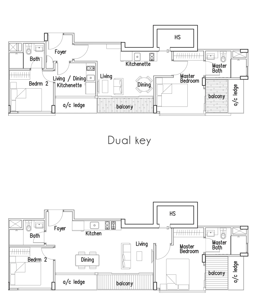 One Duchess floor plan, type C-1: 2-Bedroom, 775 sq ft