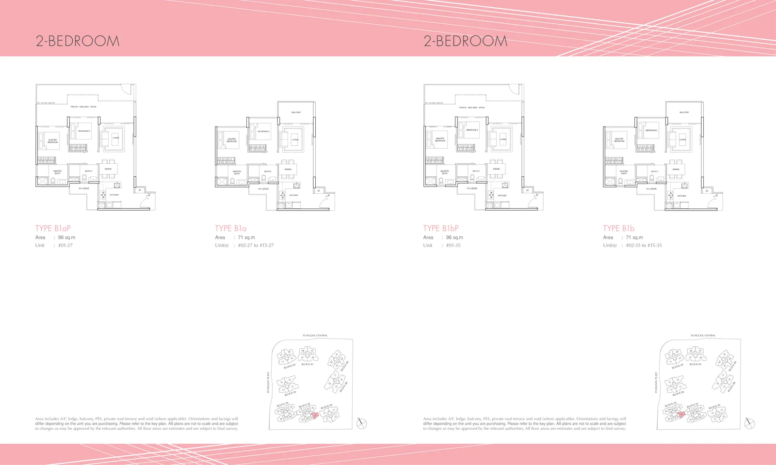 Parc Centros floor plan, type B1a: 2-Bedroom, 764 sq ft