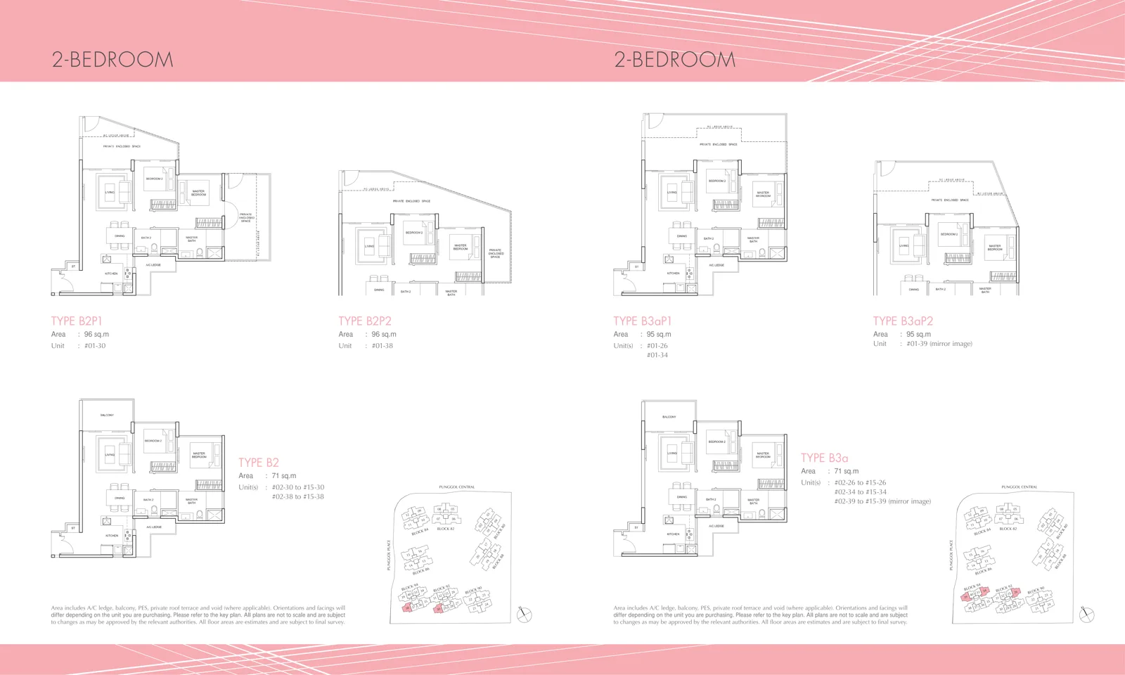 Parc Centros floor plan, type B2: 2-Bedroom, 764 sq ft
