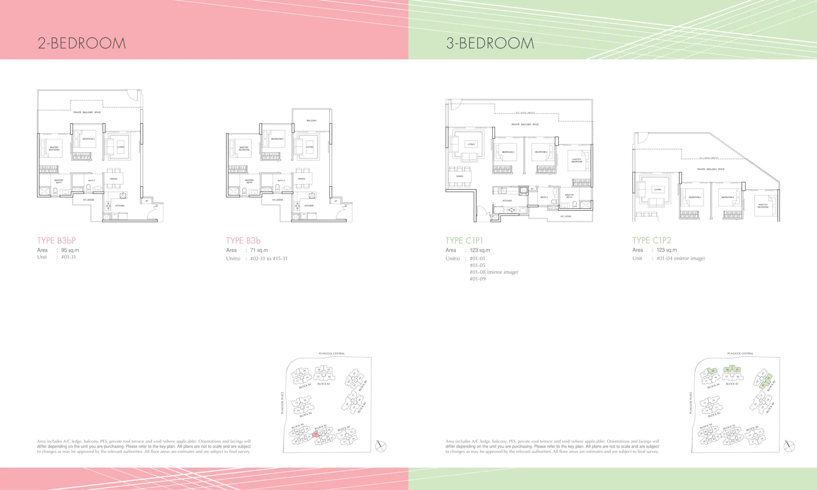 Parc Centros floor plan, type B3b: 2-Bedroom, 764 sq ft