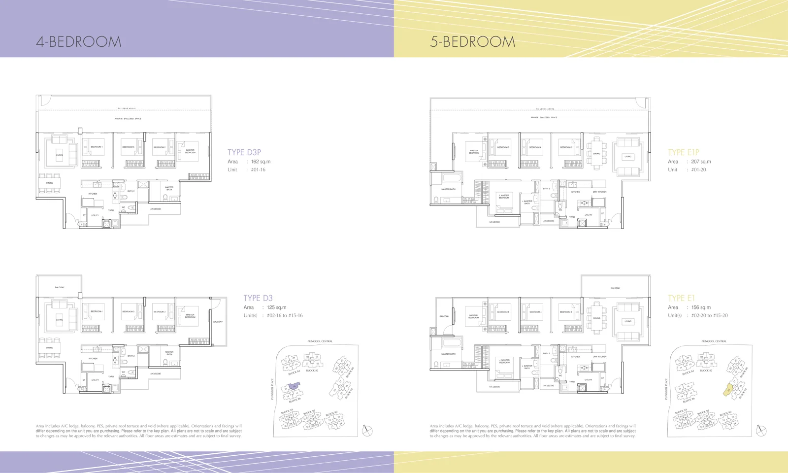 Parc Centros floor plan, type D3: 4-Bedroom, 1,345 sq ft