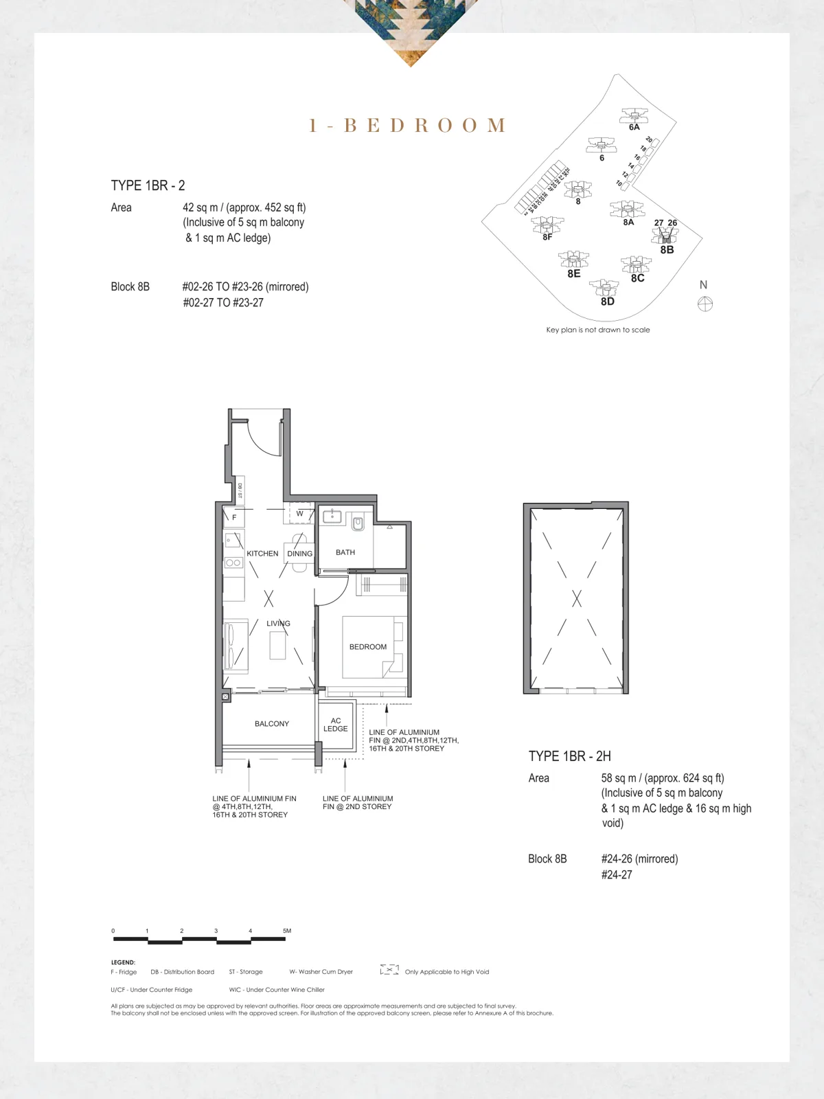 Parc Clematis floor plan, type 1BR-2: 1-Bedroom, 452 sq ft