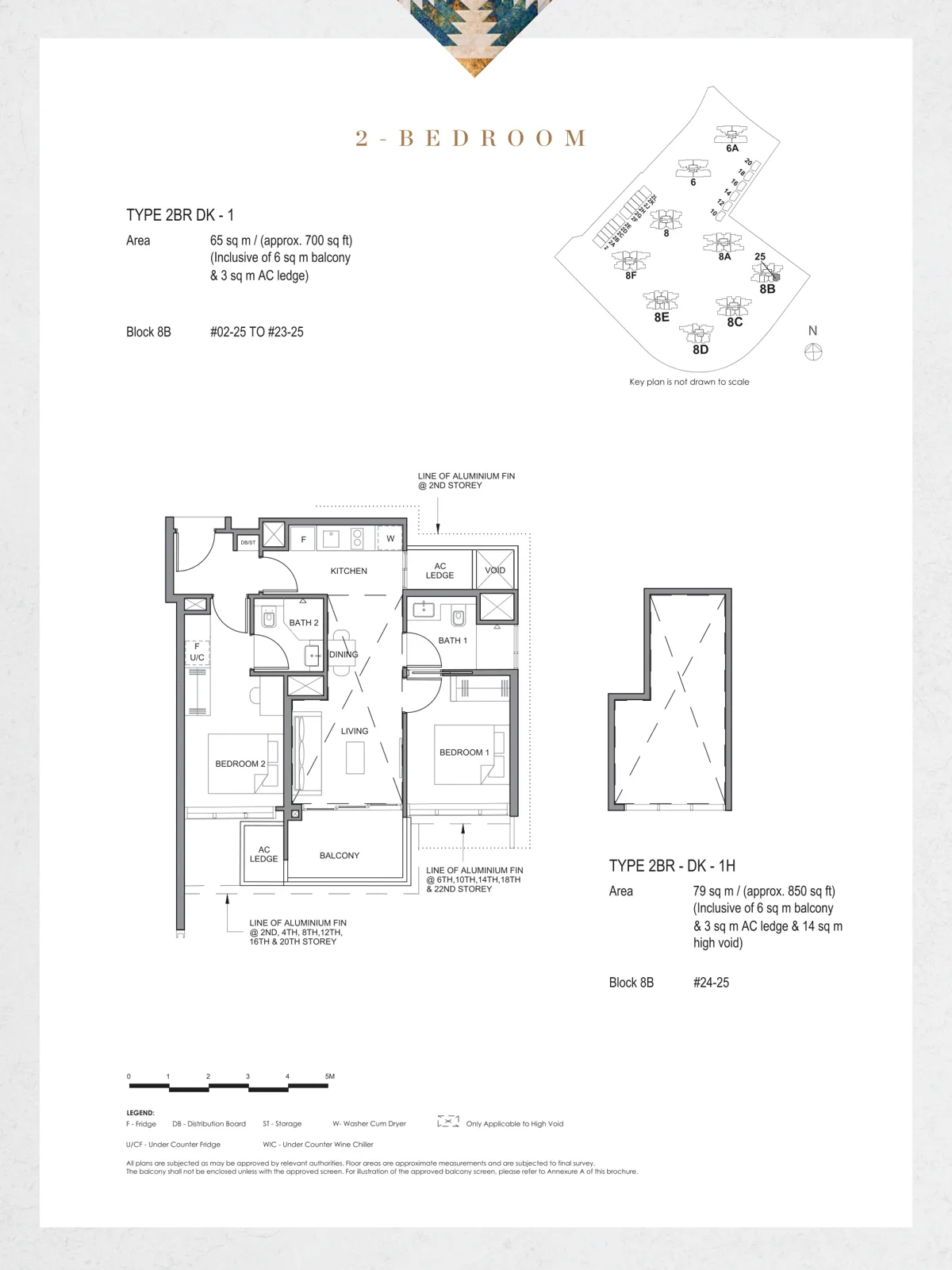 Parc Clematis floor plan, type 2BR DK-1: 2-Bedroom Dual Key, 700 sq ft