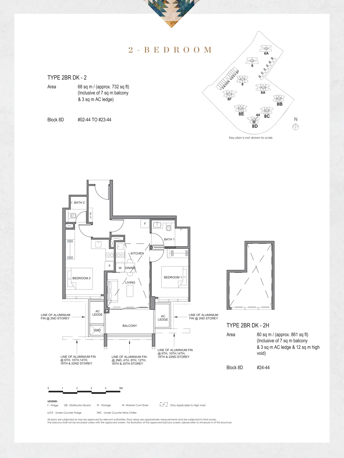 Parc Clematis floor plan, type 2BR DK-2: 2-Bedroom Dual Key, 732 sq ft