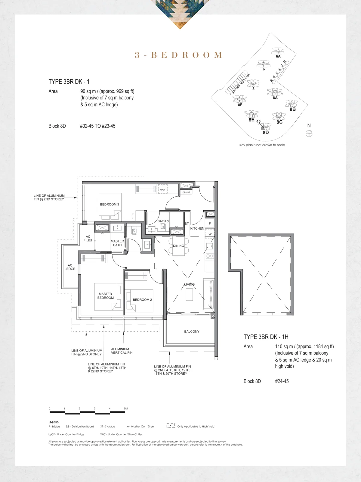 Parc Clematis floor plan, type 3BR DK-1: 3-Bedroom Dual Key, 969 sq ft