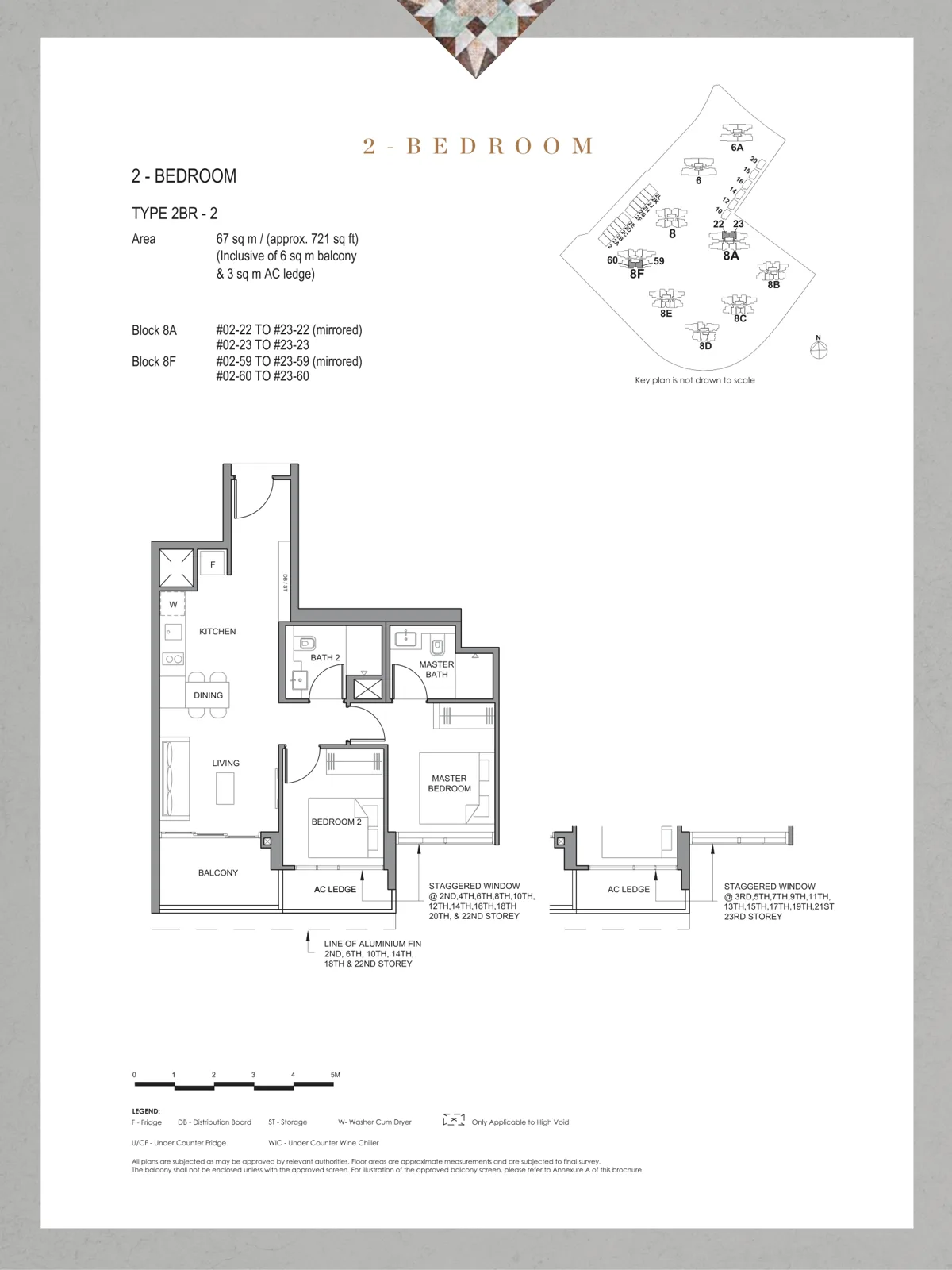 Parc Clematis floor plan, type 2BR-2: 2-Bedroom, 721 sq ft