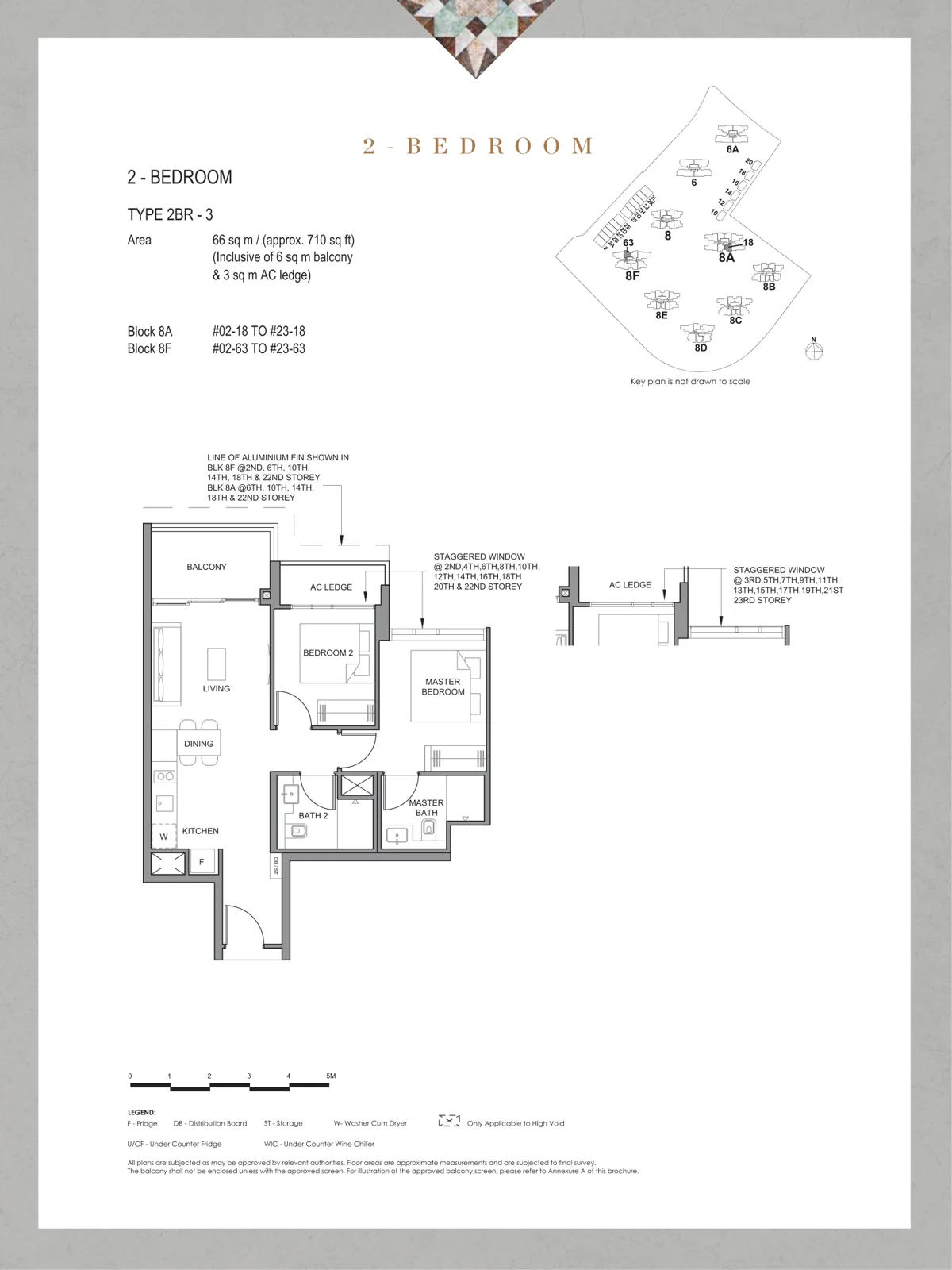 Parc Clematis floor plan, type 2BR-3: 2-Bedroom, 710 sq ft