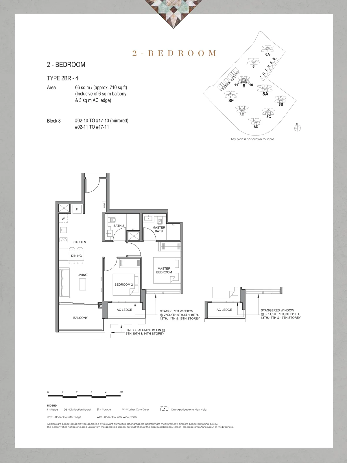 Parc Clematis floor plan, type 2BR-4: 2-Bedroom, 710 sq ft