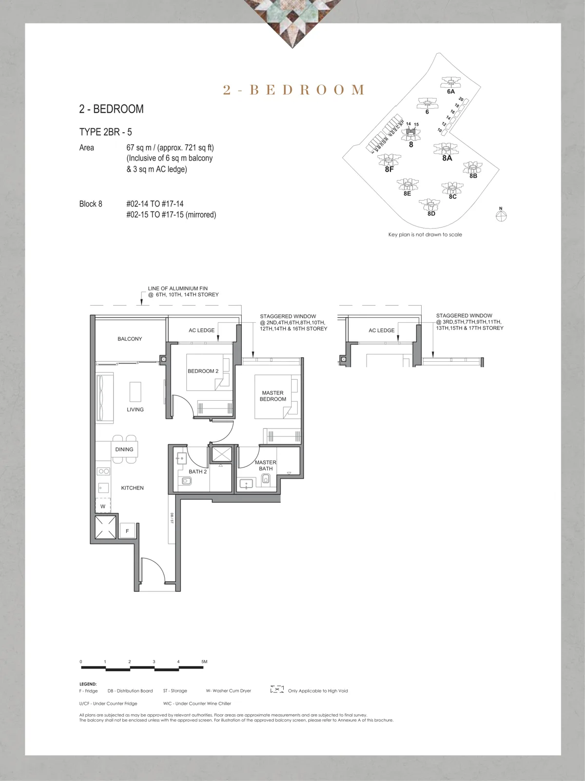Parc Clematis floor plan, type 2BR-5: 2-Bedroom, 721 sq ft