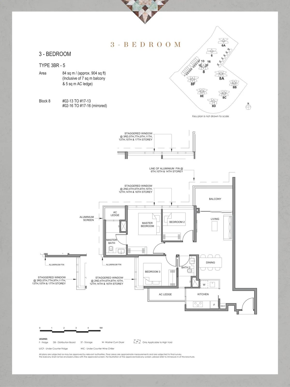 Parc Clematis floor plan, type 3BR-5: 3-Bedroom, 904 sq ft