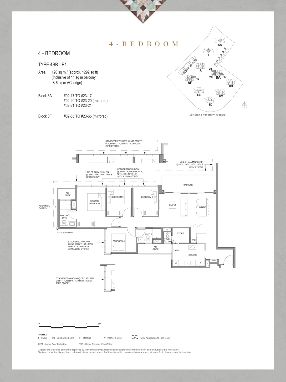 Parc Clematis floor plan, type 4BR P1: 4-Bedroom Premium, 1,292 sq ft