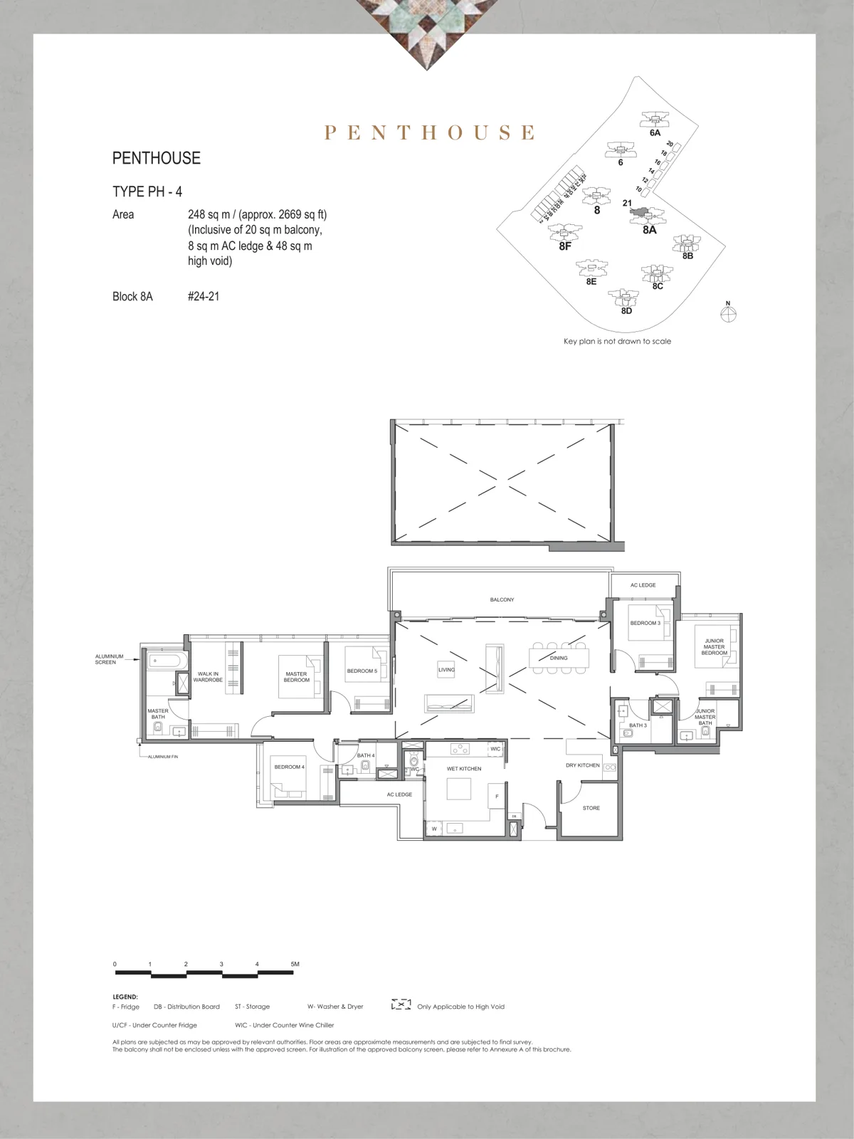 Parc Clematis floor plan, type PH4: Penthouse (5-bedroom), 2,669 sq ft