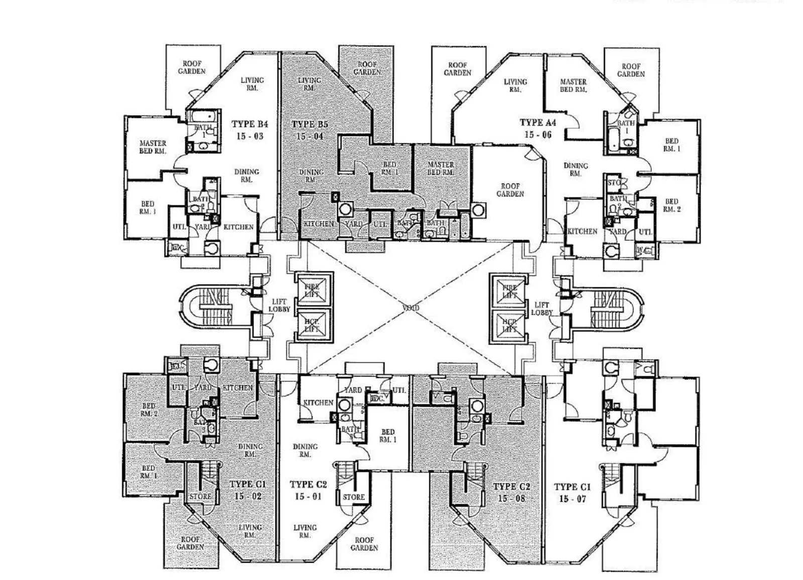 Parc Vista floor plan, type B4: 2-Bedroom, 1,259 sq ft