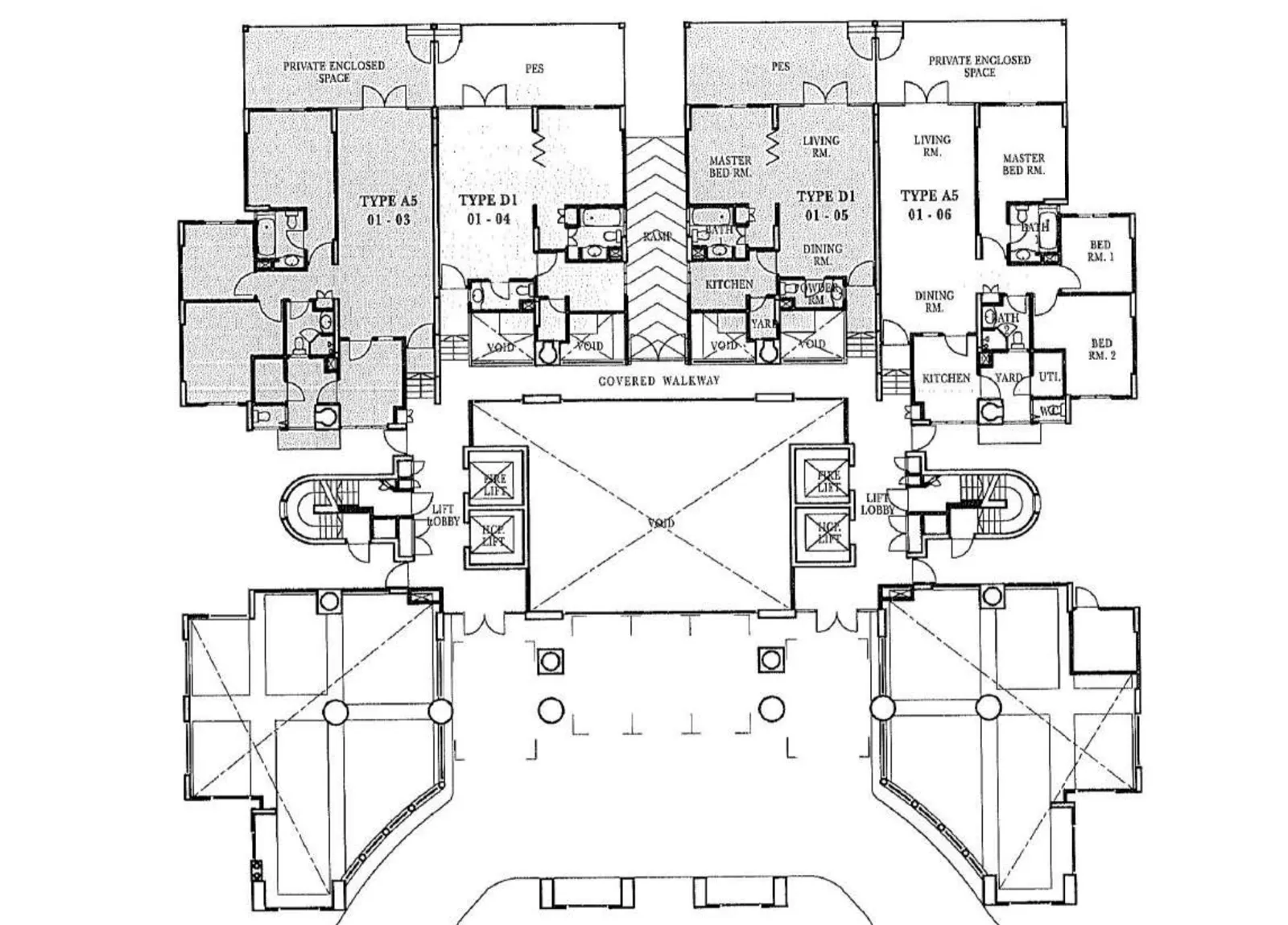 Parc Vista floor plan, type D1: 2-Bedroom, 1,044 sq ft