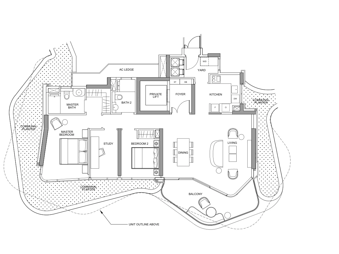 Park Nova floor plan, type 2S-1: 2-Bedroom + Study, 1,432 sq ft