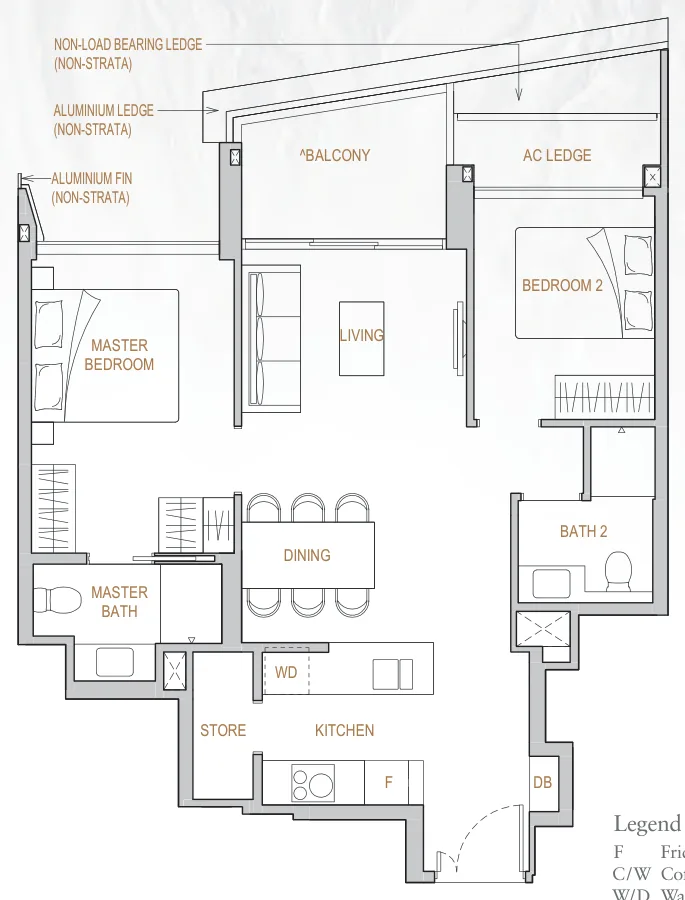 Perfect Ten floor plan, type A1-A: 2-Bedroom, 753 sq ft