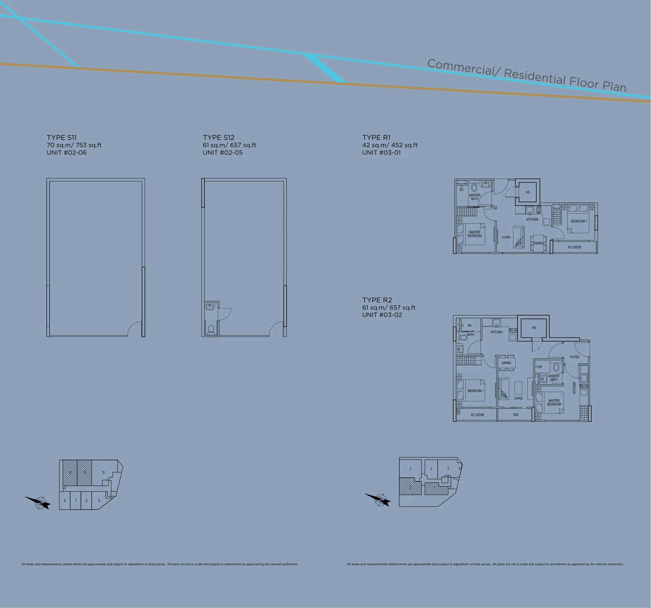 Prestige Point floor plan, type R1: 2-Bedroom, 452 sq ft
