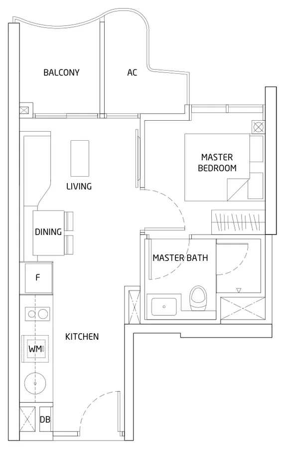 Queens Peak floor plan, type A1: 1 Bedroom, 431 sq ft