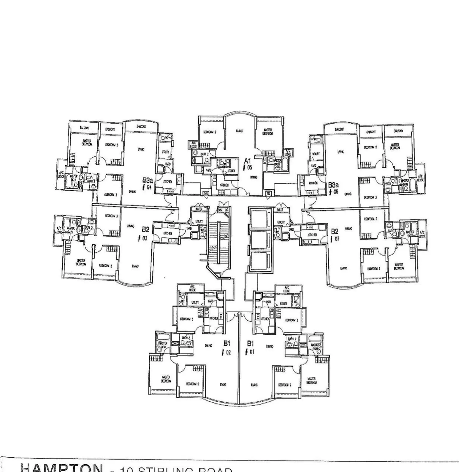 Queens floor plan, type B3a: 3-Bedroom + Utility, 1,292 sq ft