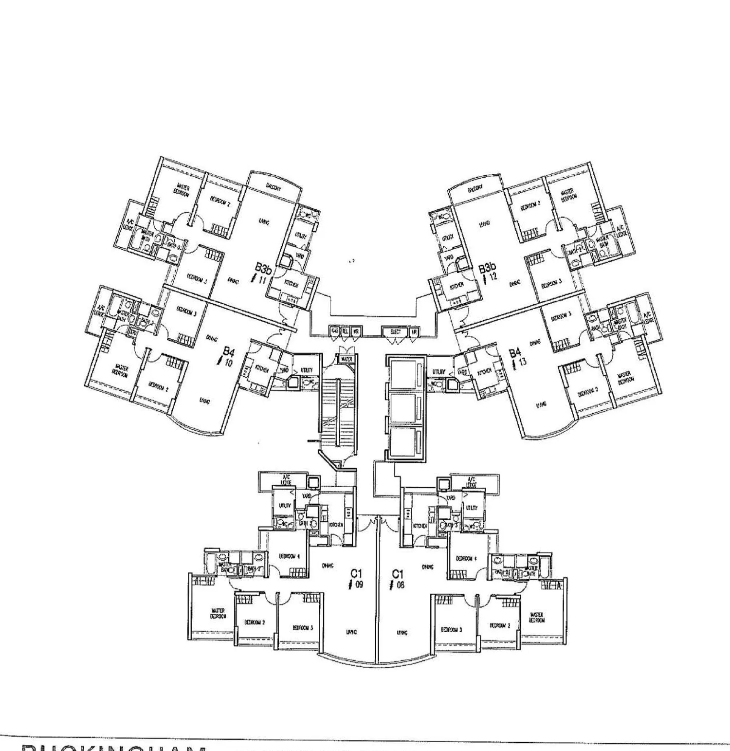 Queens floor plan, type B3b: 3-Bedroom + Utility, 1,227 sq ft