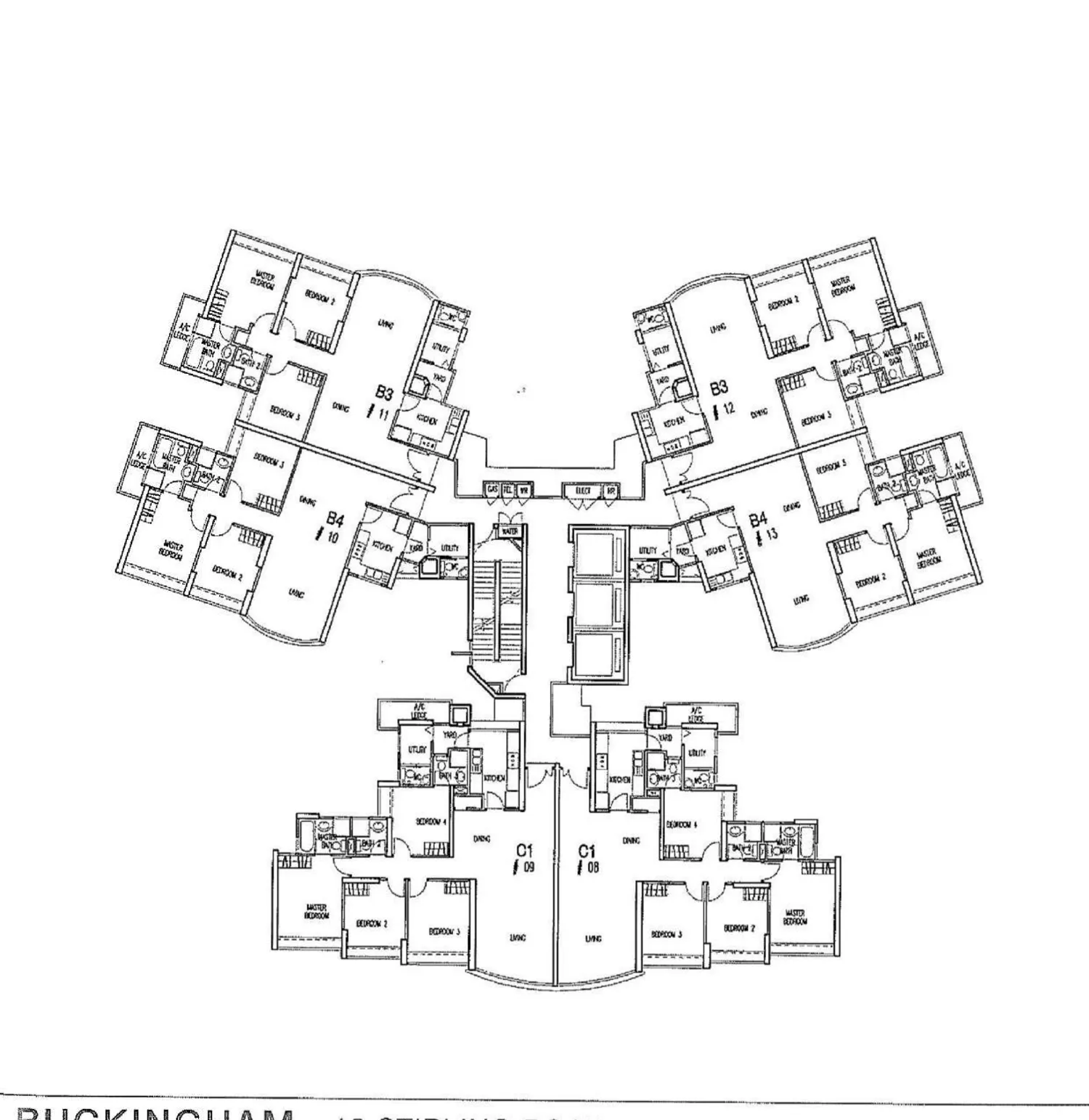 Queens floor plan, type B4: 3-Bedroom + Utility, 1,184 sq ft