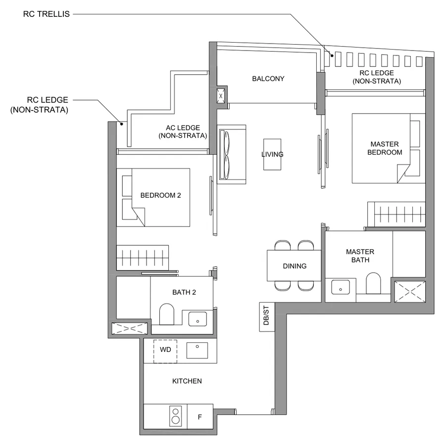 River Green floor plan, type BP2: 2-Bedroom Premium, 603 sq ft