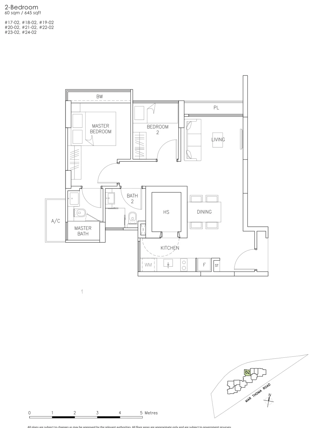 Riverbay floor plan, type B1: 2-Bedroom, 645 sq ft