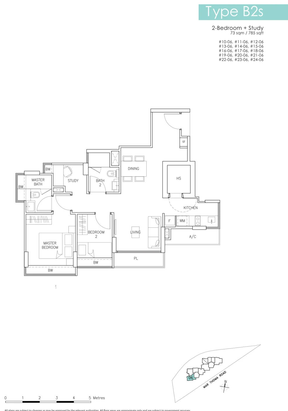 Riverbay floor plan, type B2s: 2-Bedroom + Study, 785 sq ft
