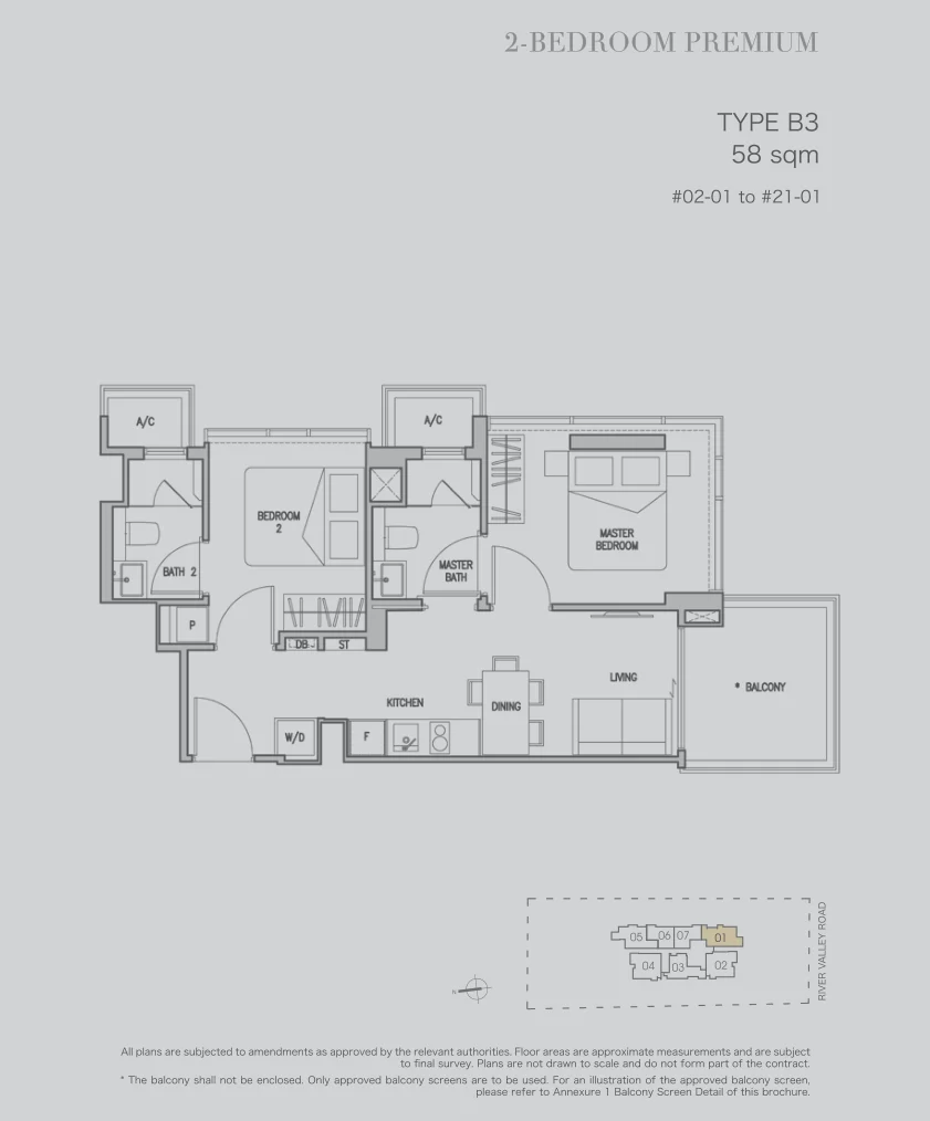 RV Altitude floor plan, type B3: 2-Bedroom Premium, 624 sq ft