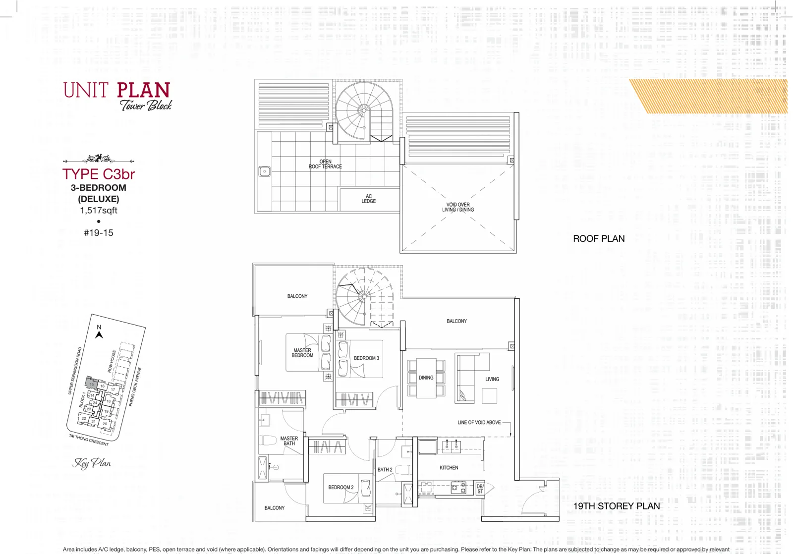 Sant Ritz floor plan, type C3br: 3-Bedroom, 1,518 sq ft