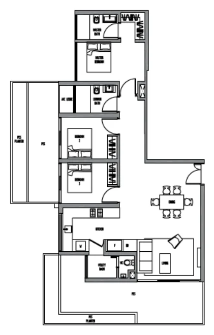Sennett Residence floor plan, type C5G: 3-Bedroom, 1,777 sq ft