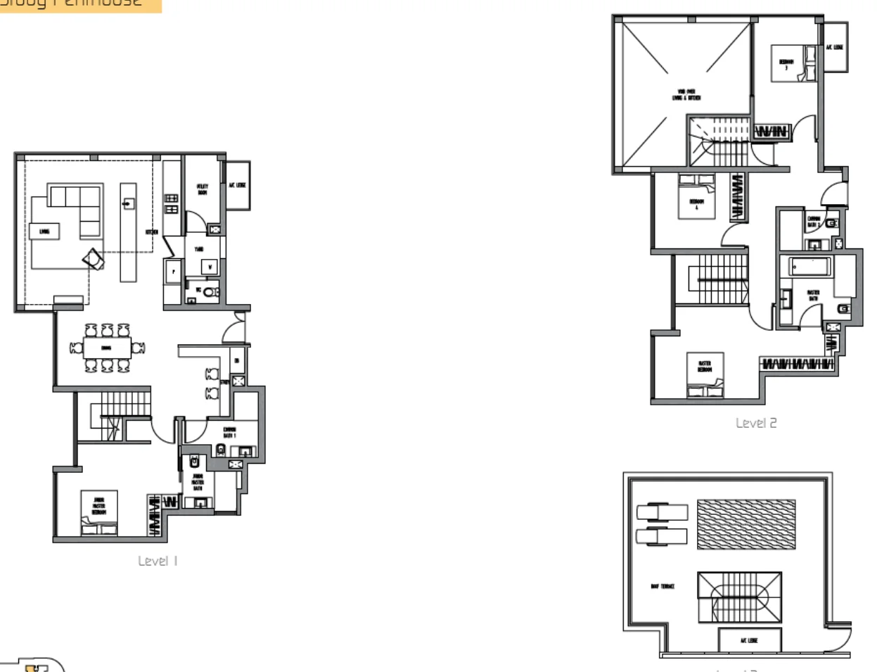 Sennett Residence floor plan, type PH6-4S: Penthouse (3 to 6 bedrooms, two storeys), 3,251 sq ft
