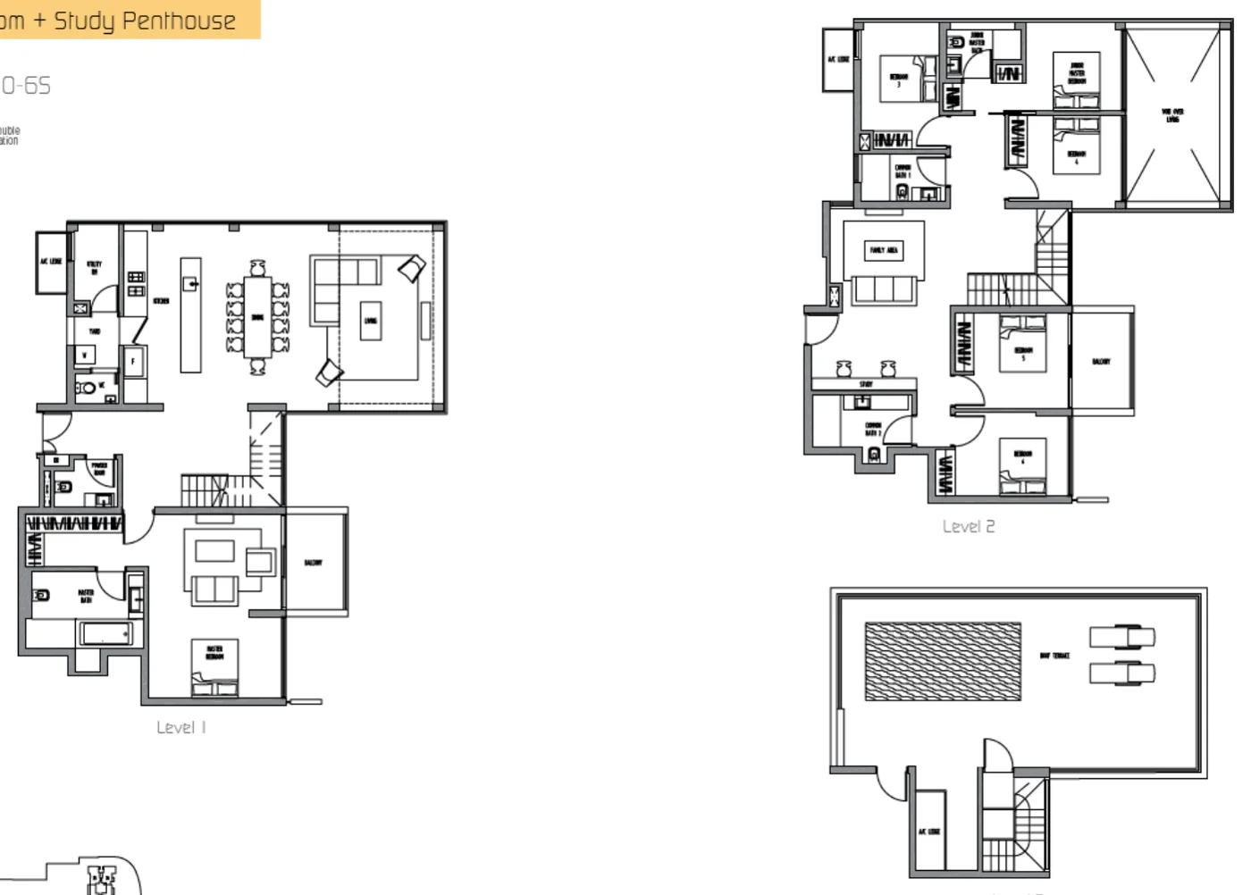 Sennett Residence floor plan, type PH10-6S: Penthouse (3 to 6 bedrooms, two storeys), 4,209 sq ft