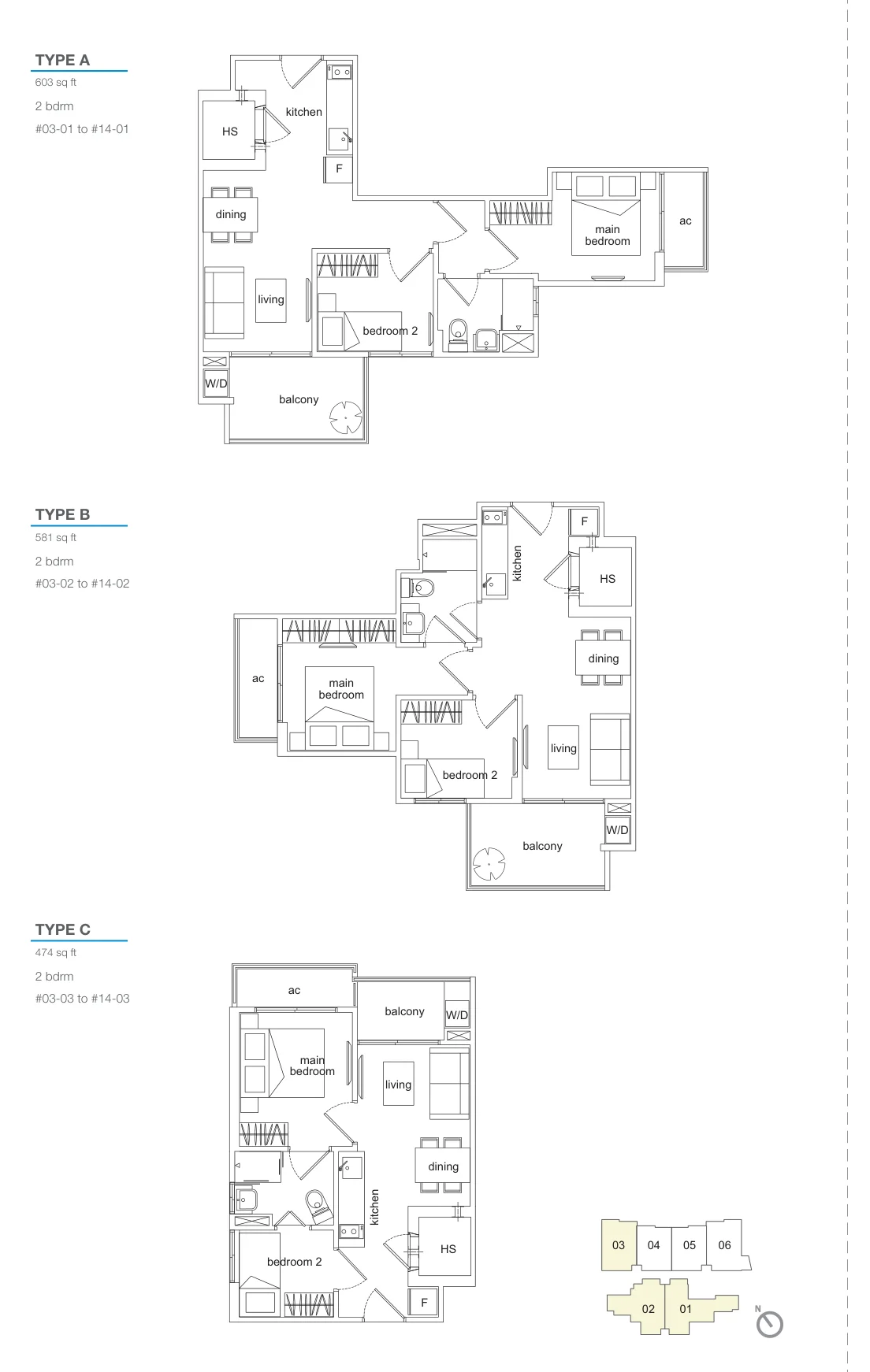 Sims Edge floor plan, type C: 2-Bedroom, 474 sq ft