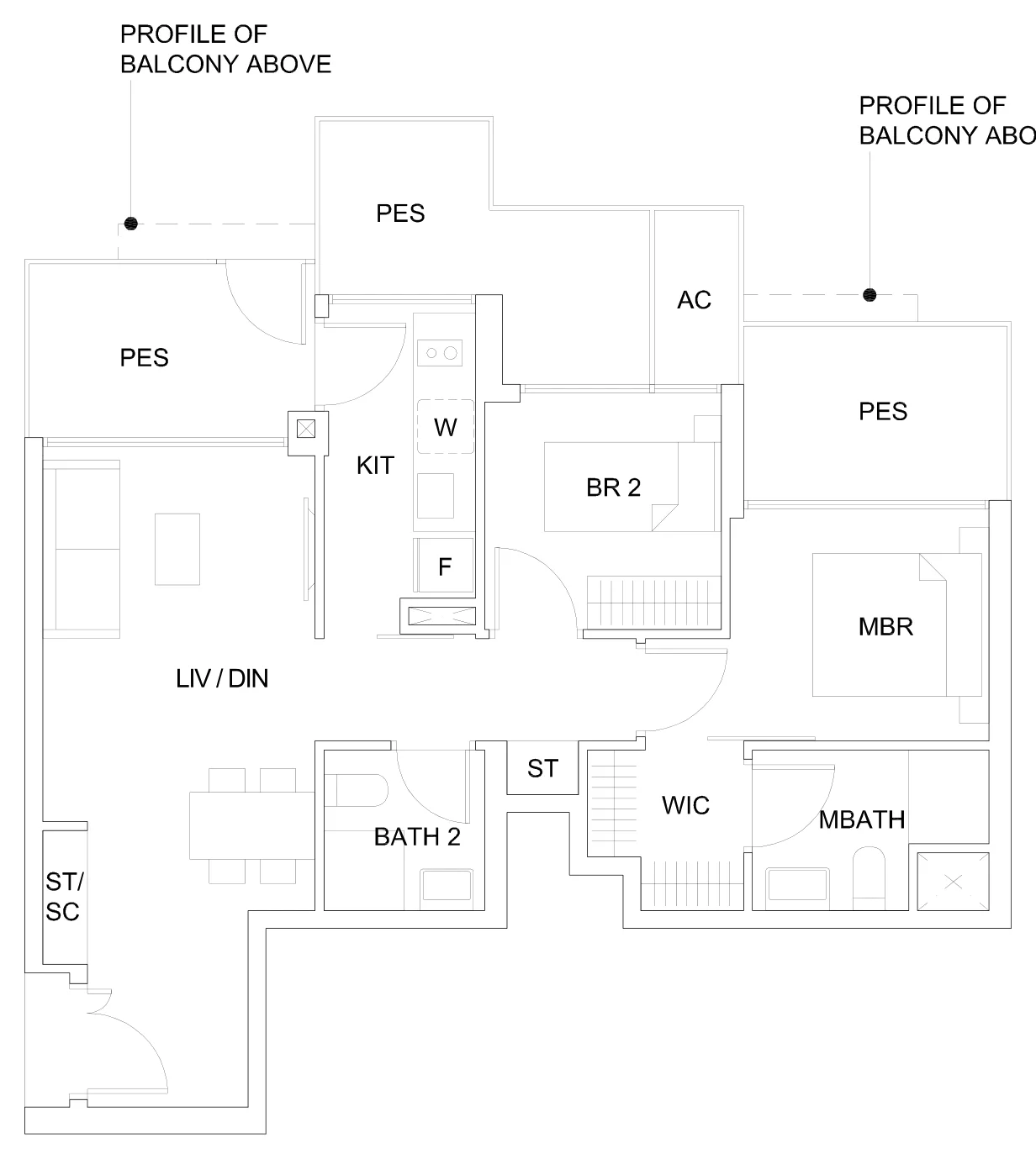 Sky Vue floor plan, type B2b1(P): 2-Bedroom Suite, 926 sq ft