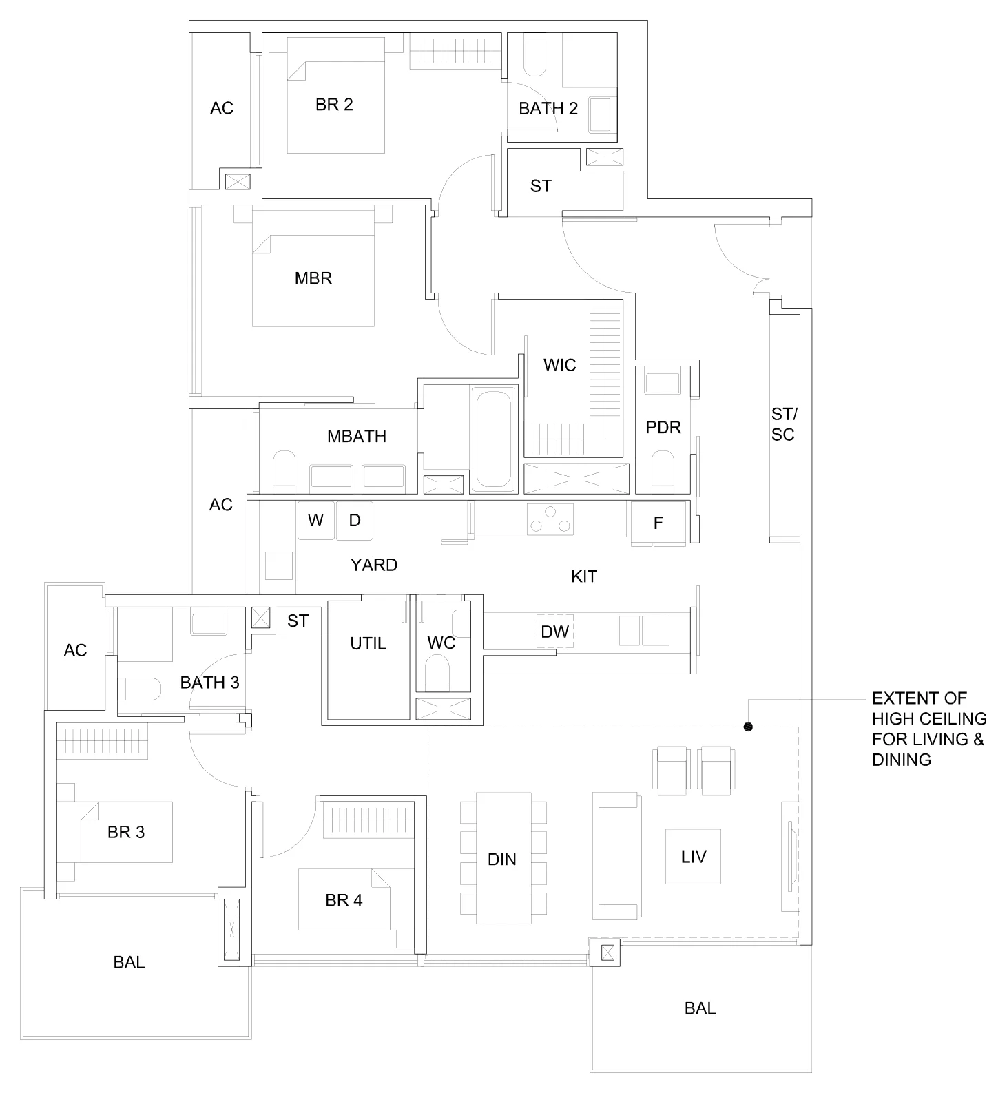 Sky Vue floor plan, type PH1: Penthouse, 4 bedrooms, 1,830 sq ft