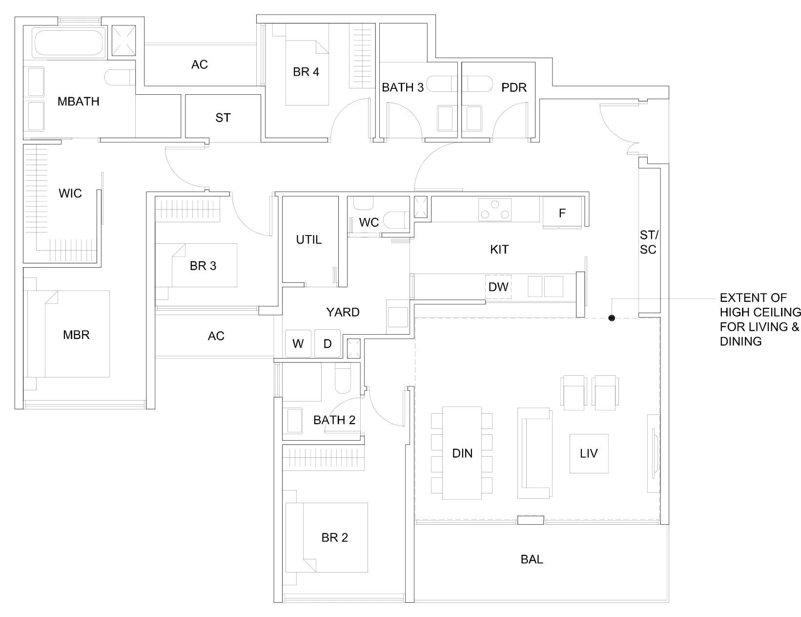 Sky Vue floor plan, type PH2: Penthouse, 4 bedrooms, 1,744 sq ft