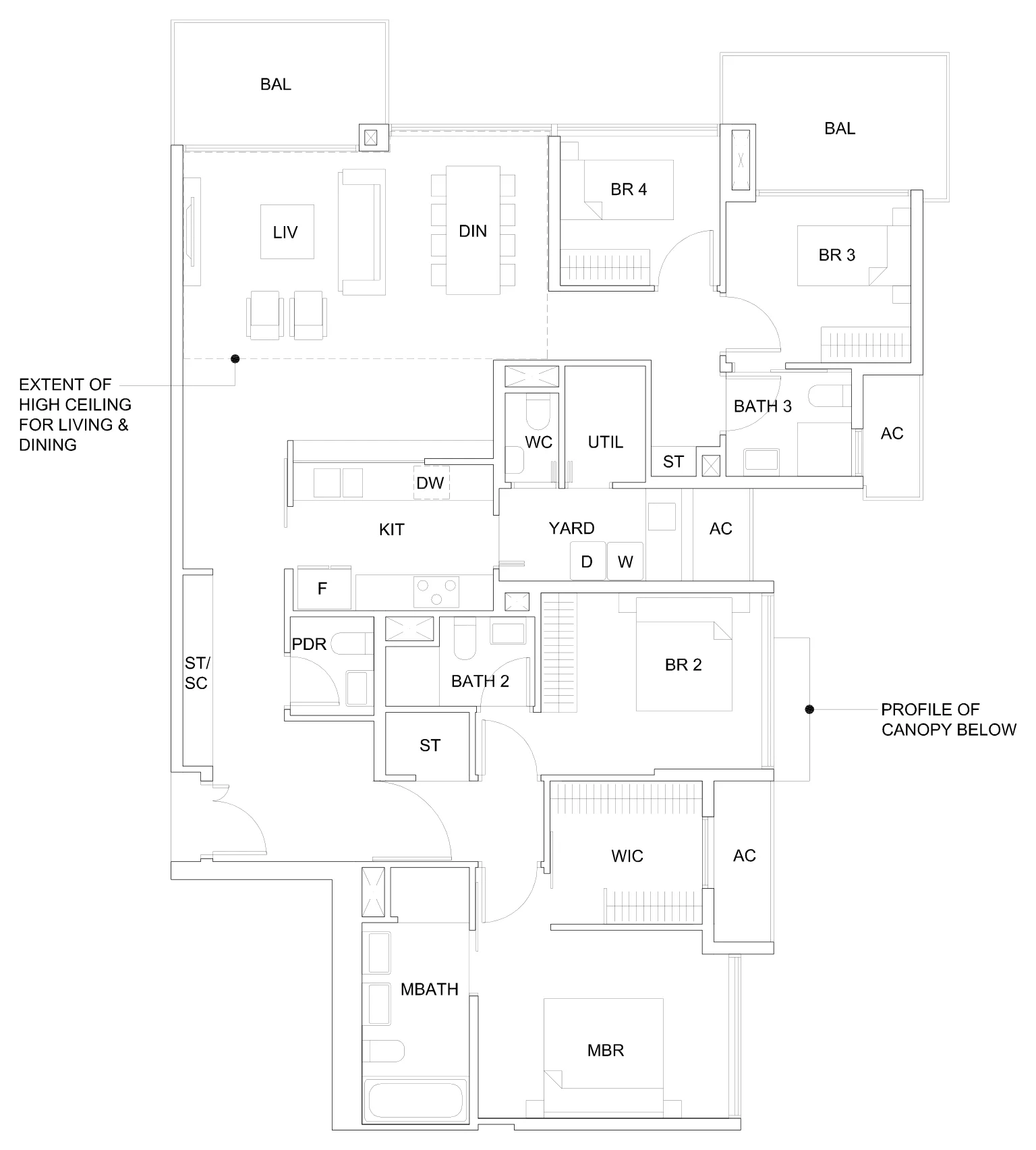 Sky Vue floor plan, type PH3(M): Penthouse, 4 bedrooms, 1,905 sq ft