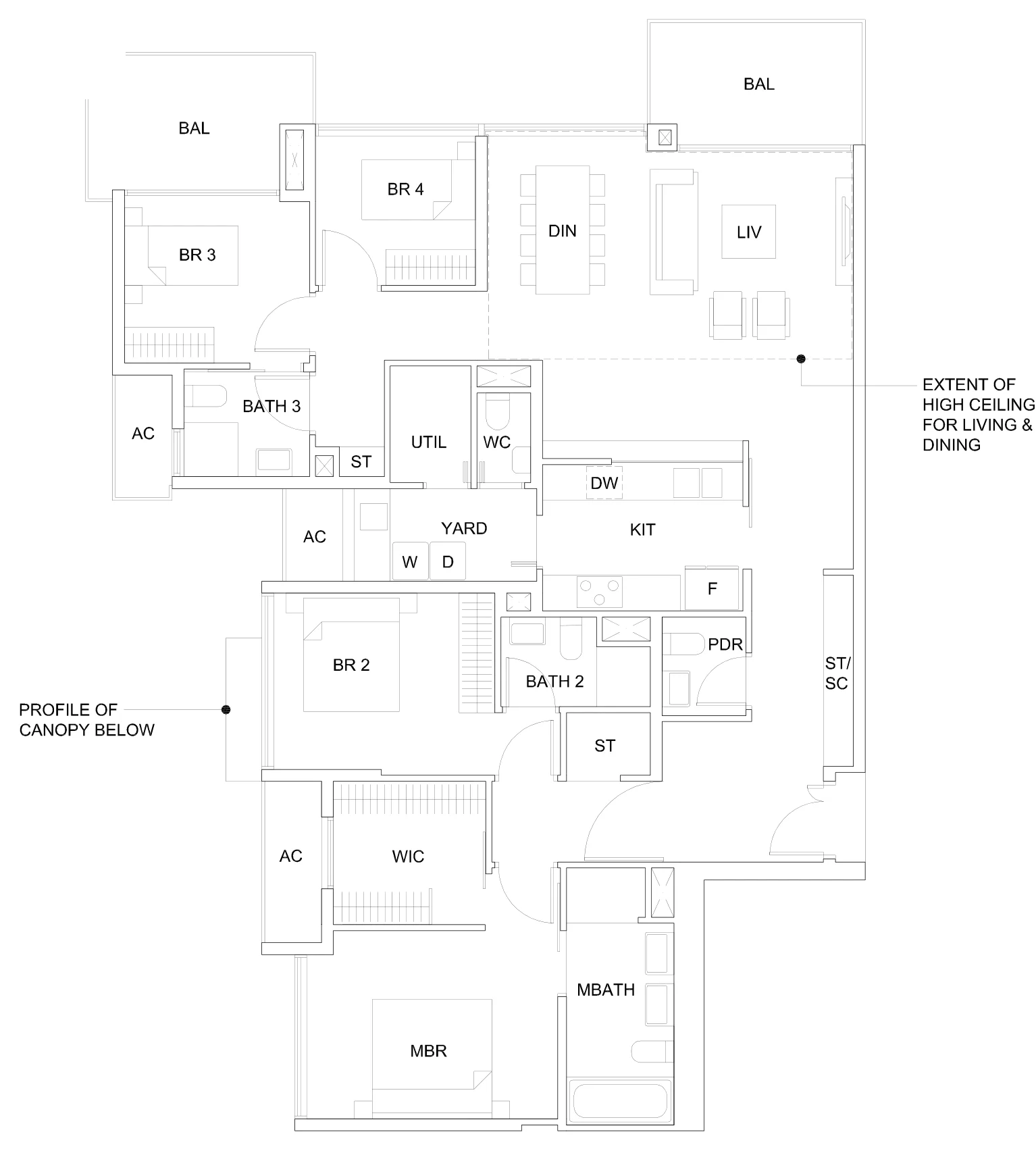 Sky Vue floor plan, type PH3: Penthouse, 4 bedrooms, 1,905 sq ft