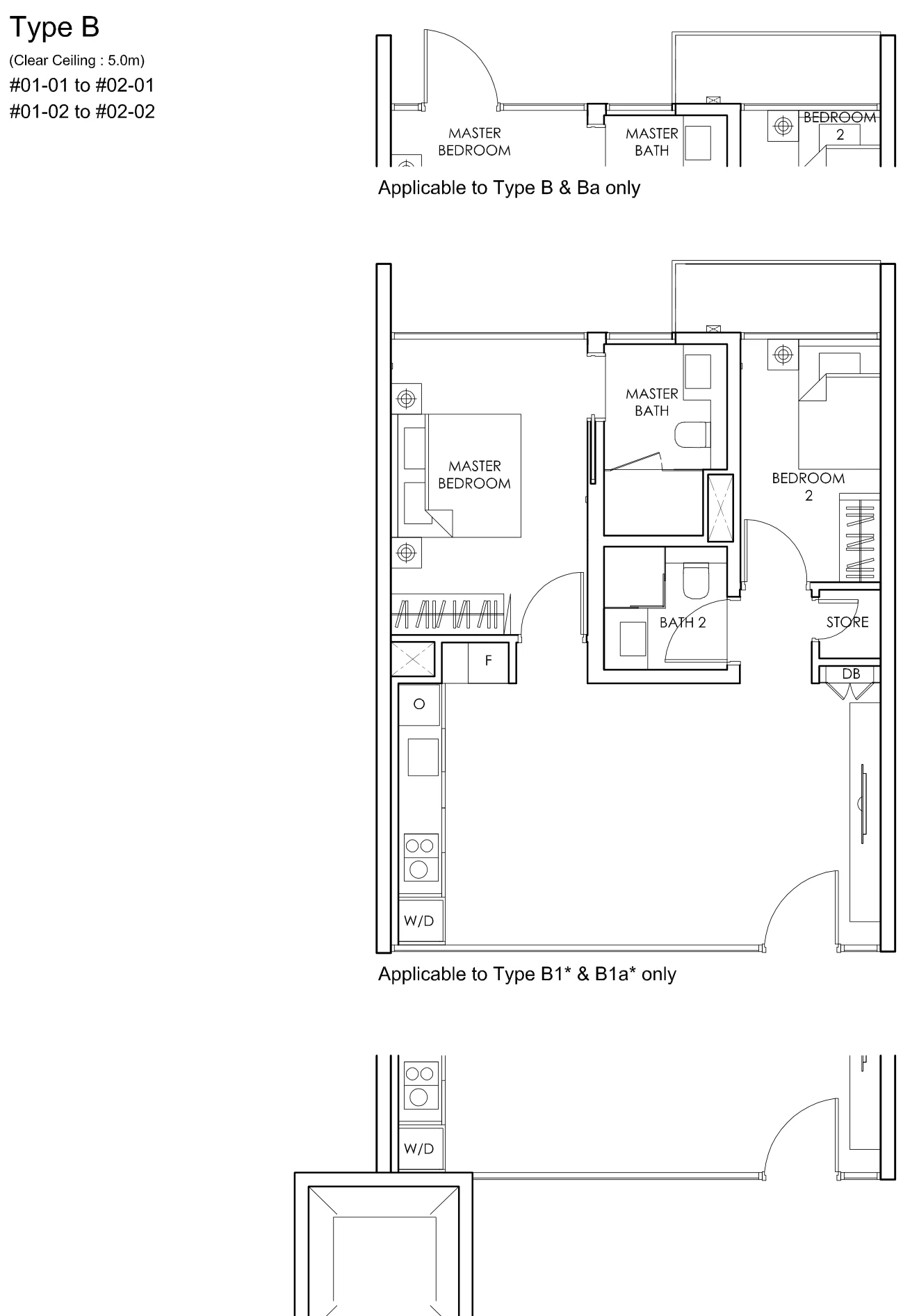Sloane Residences floor plan, type B: 2-Bedroom, 743 sq ft