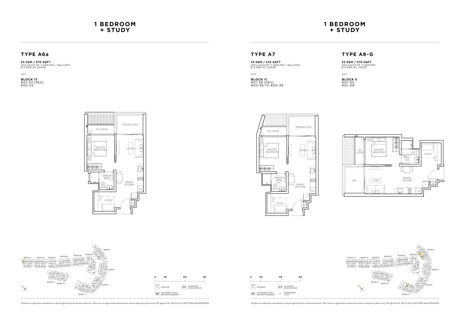 Sophia Hills floor plan, type A6a: 1-Bedroom + Study, 570 sq ft
