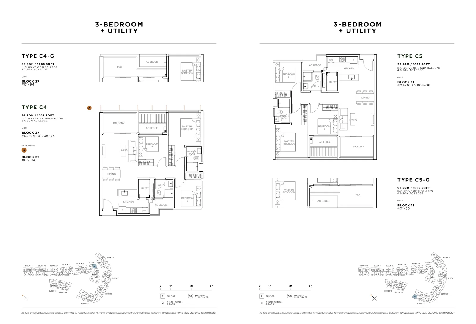 Sophia Hills floor plan, type C4: 3-Bedroom + Utility, 1,023 sq ft