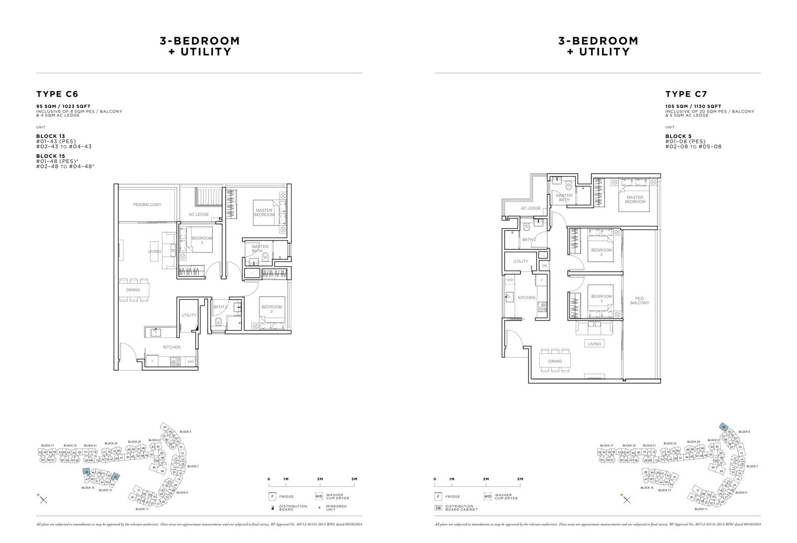 Sophia Hills floor plan, type C6: 3-Bedroom + Utility, 1,023 sq ft