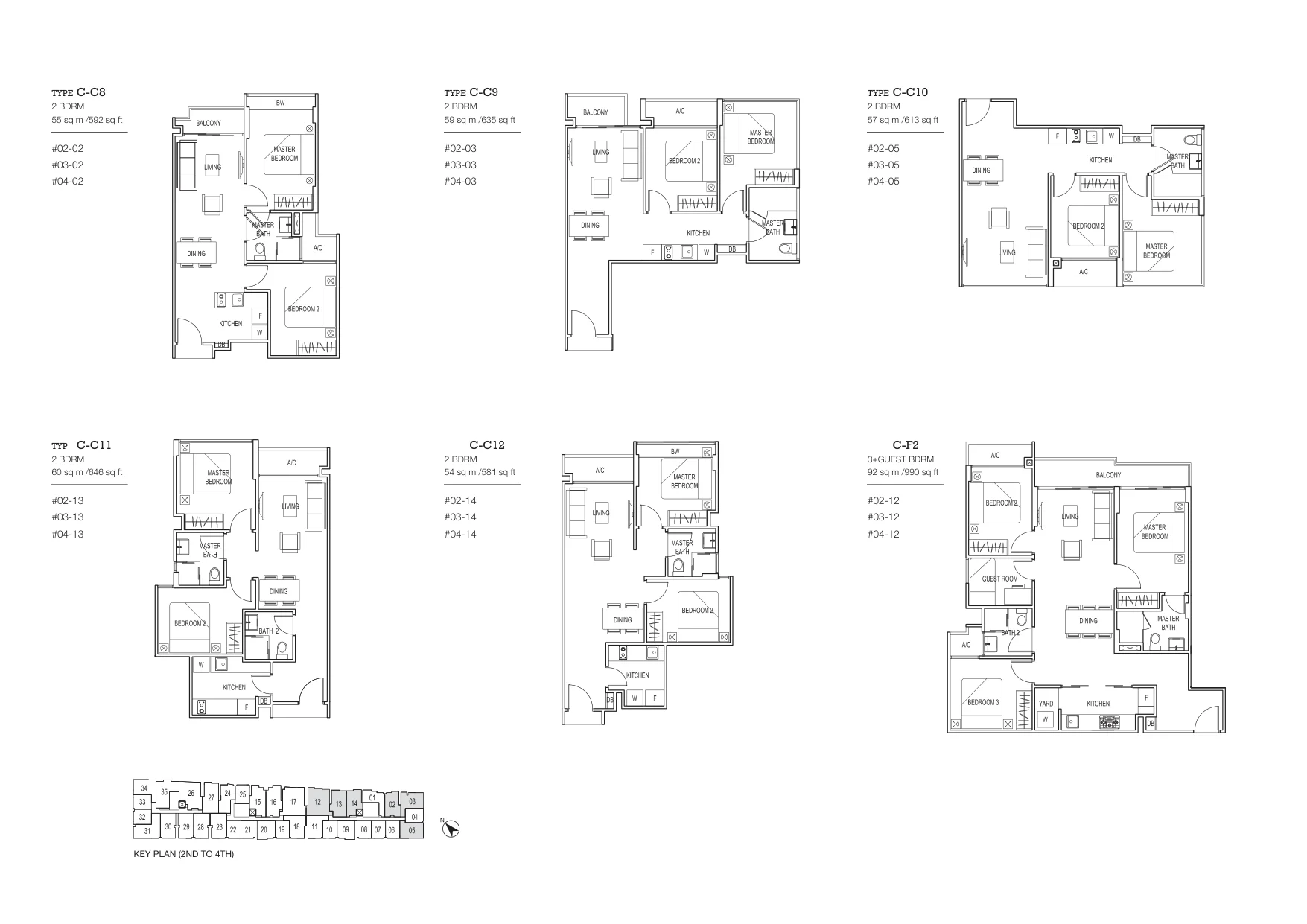 Space @ Kovan floor plan, type C-C12: 2-Bedroom, 581 sq ft