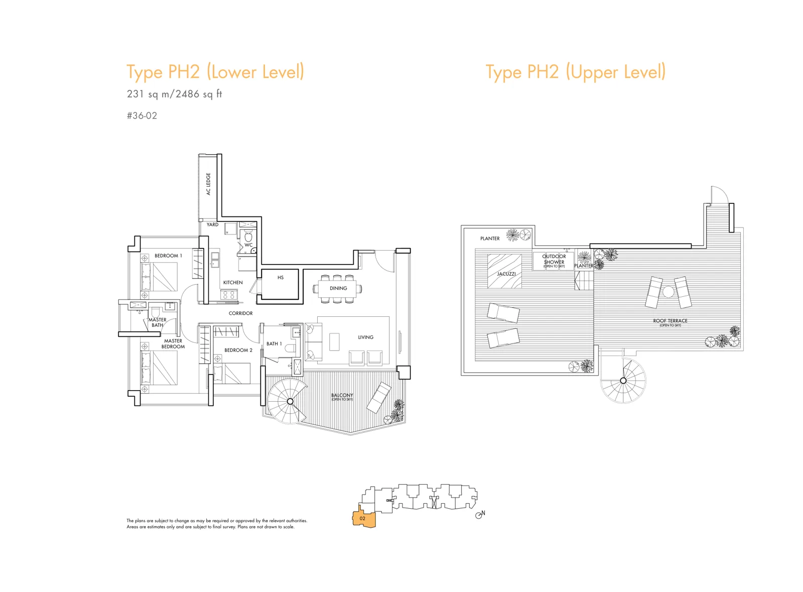 Spottiswoode Residences floor plan, type PH2: Penthouse, 3 bedrooms, 2,486 sq ft