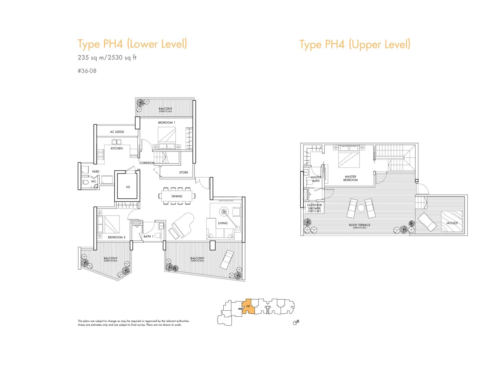 Spottiswoode Residences floor plan, type PH4: Penthouse, 3 bedrooms, 2,530 sq ft