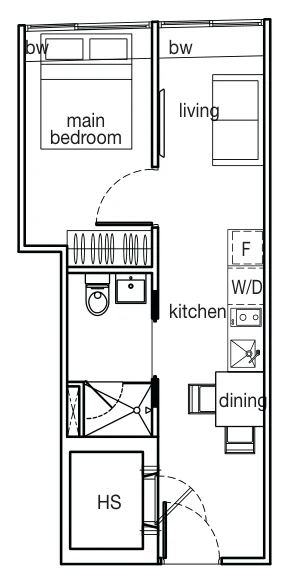 Sycamore Tree floor plan, type C7: 1-Bedroom, 344 sq ft