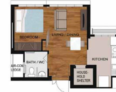 Tampines GreenWeave floor plan, type SA: Studio