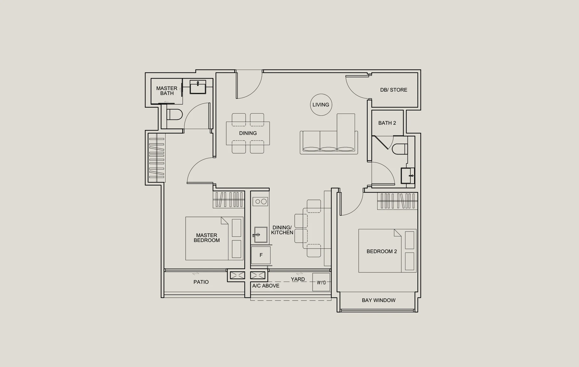 TEDGE floor plan, type A1: 2-Bedroom, 775 sq ft